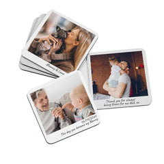 Personalised photo coaster with your text, Gift for mum, dad, grandma, grandpa, uncle, auntie