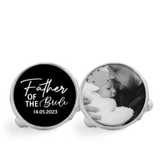 Personalised photo cufflinks, Wedding gift for father of the bride, Wedding Date Cufflinks