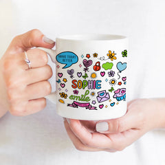 Personalised Positivity Doodle Mug Christmas Birthday Gift For Her