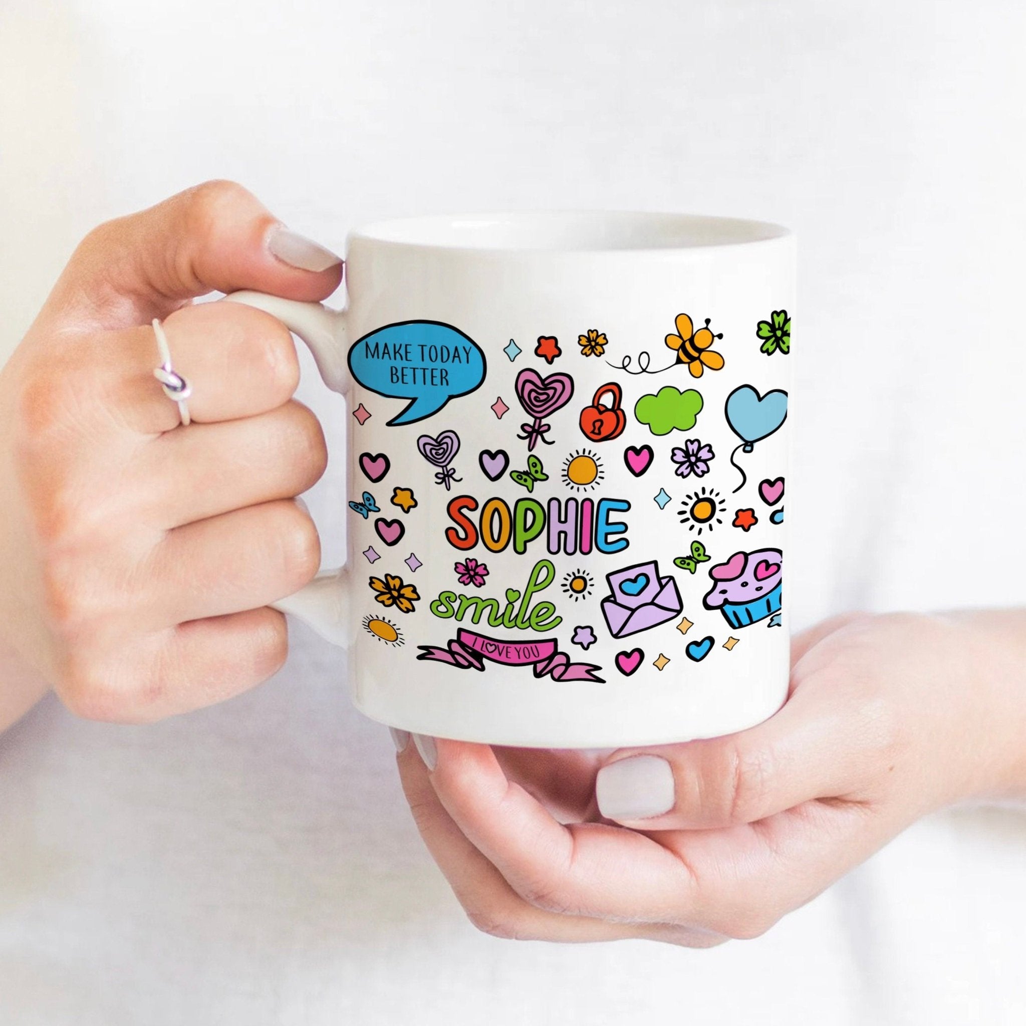 Personalised Positivity Doodle Mug Christmas Birthday Gift For Her