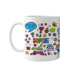 Personalised Positivity Doodle Mug Christmas Birthday Gift For Her