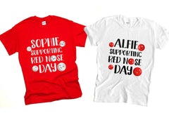 Personalised Red Nose Day T-Shirt, Adult And Kids Sizes, Red Nose Day, Name Supporting