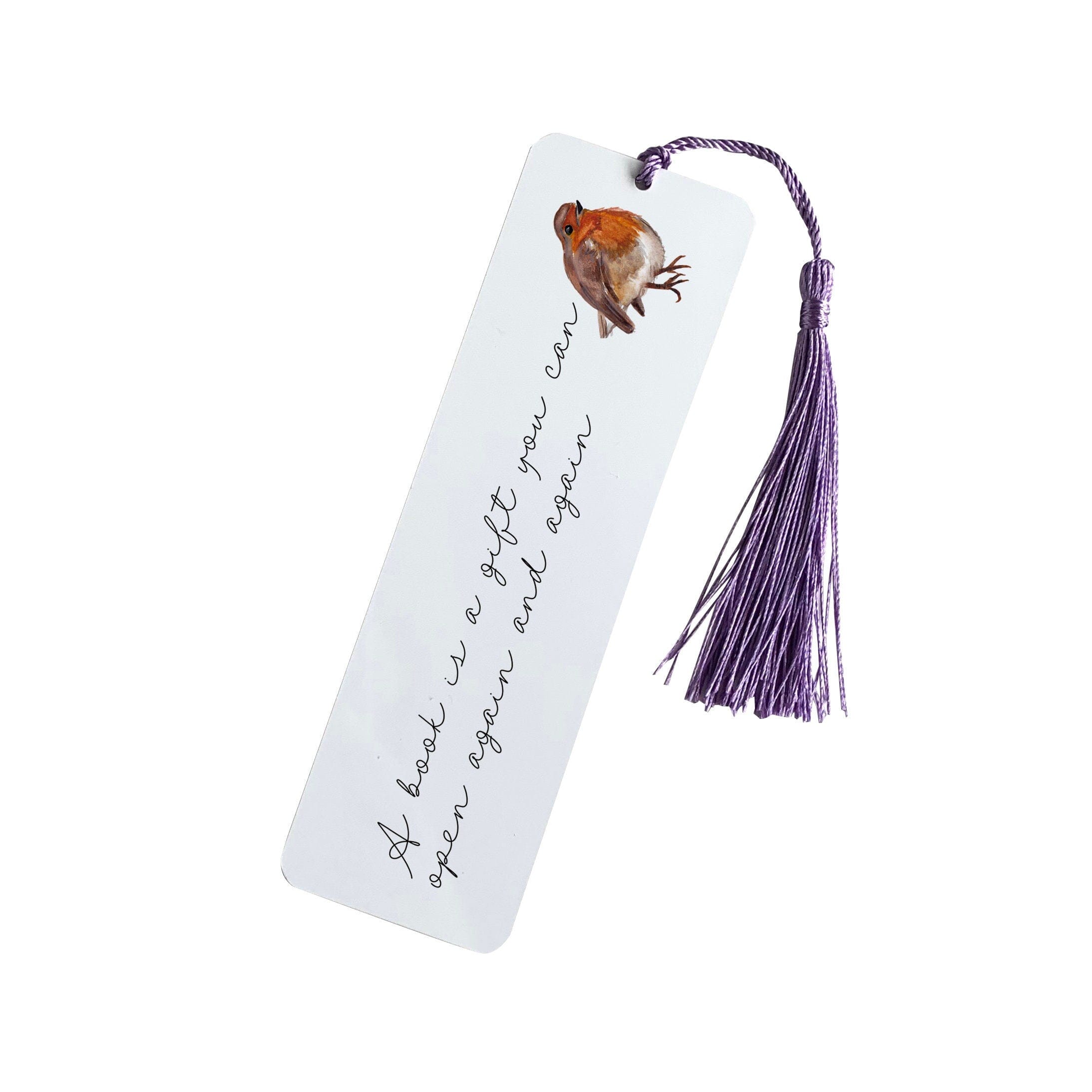 Personalised robin bird bookmark with tassel Nature Book lover gift
