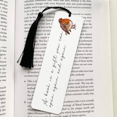 Personalised robin bird bookmark with tassel Nature Book lover gift