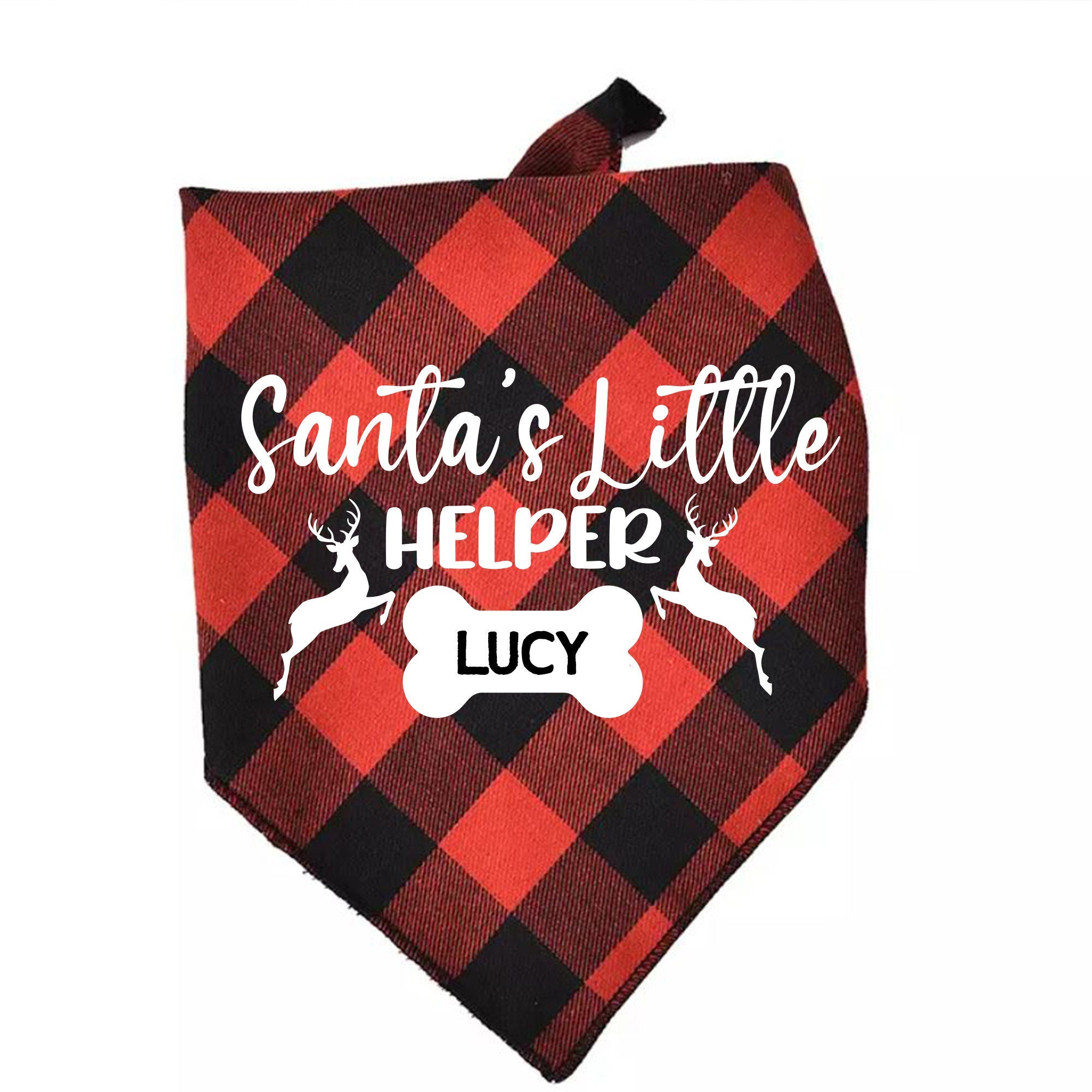 Personalised Santa'S Little Helper Triangle Dog Scarf, Bandanas For Pets, Christmas Gift For Dog Owner