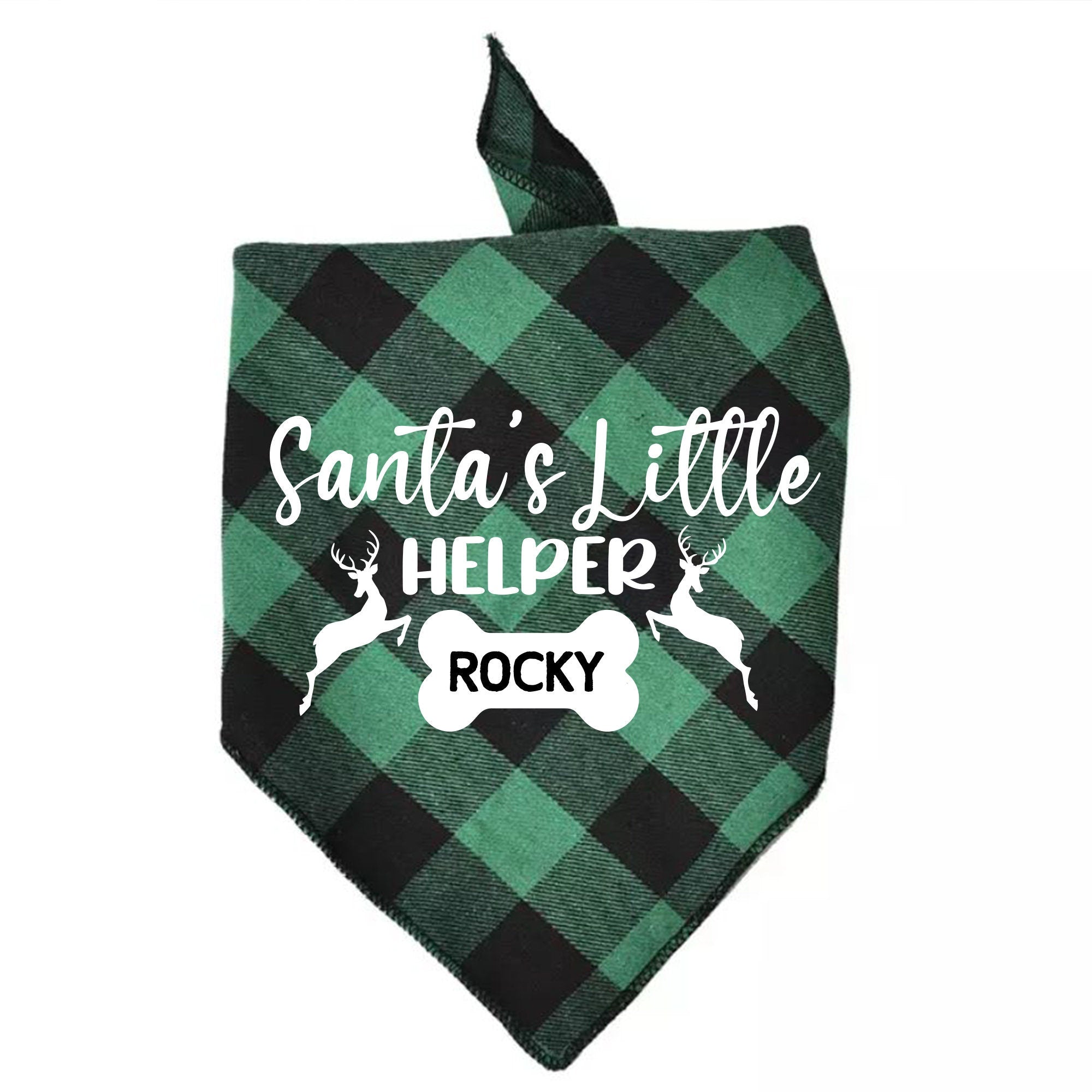 Personalised Santa'S Little Helper Triangle Dog Scarf, Bandanas For Pets, Christmas Gift For Dog Owner