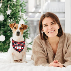 Personalised Santa'S Little Helper Triangle Dog Scarf, Bandanas For Pets, Christmas Gift For Dog Owner