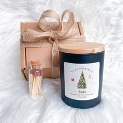 Personalised Scented Candle Christmas Gift for Auntie, Merry Christmas Cosy Stylish Unique Vegan Xmas Present