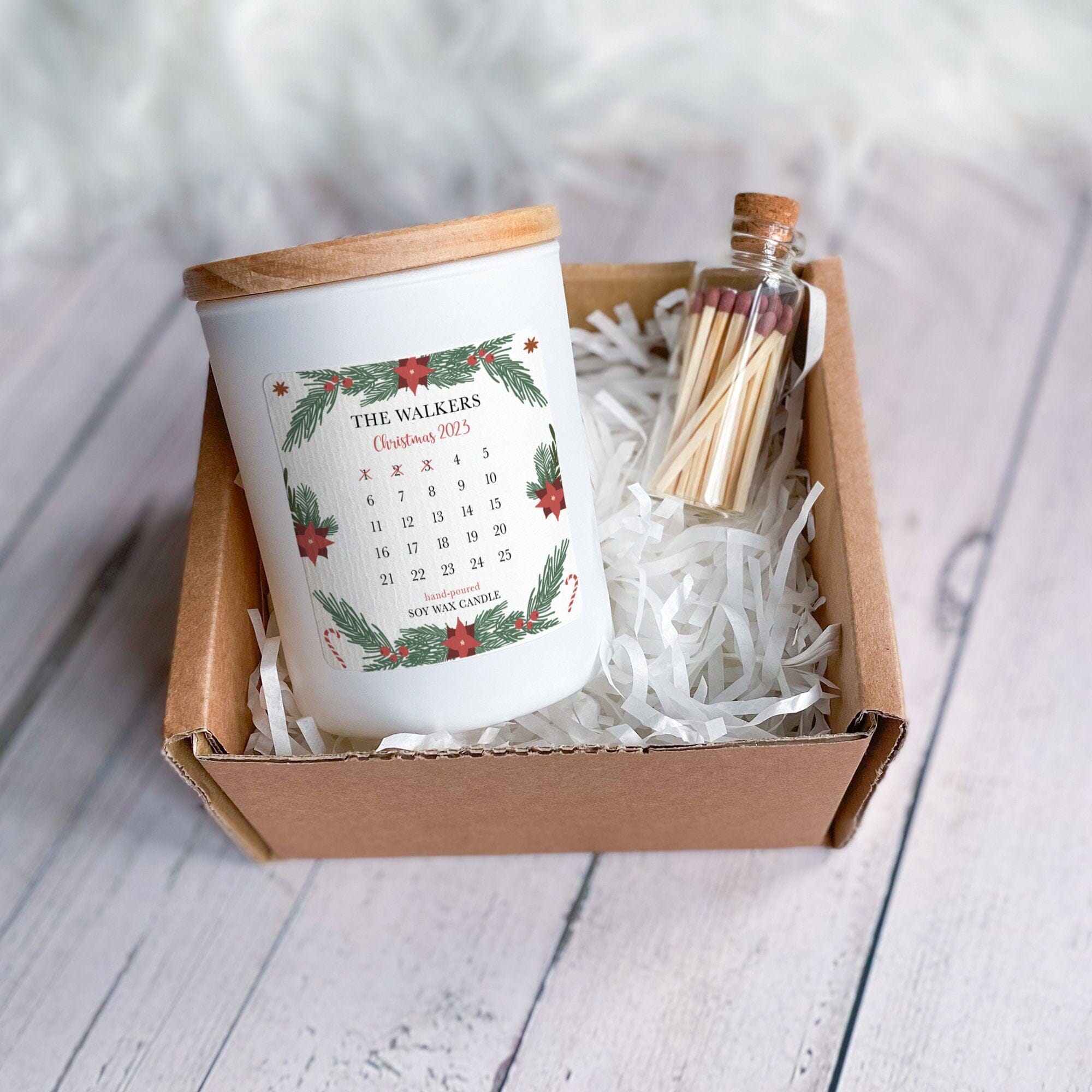 Personalised Scented Christmas Advent Calendar Candle Gift Set, Contemporary Christmas Gift, Cosy Candle Advent
