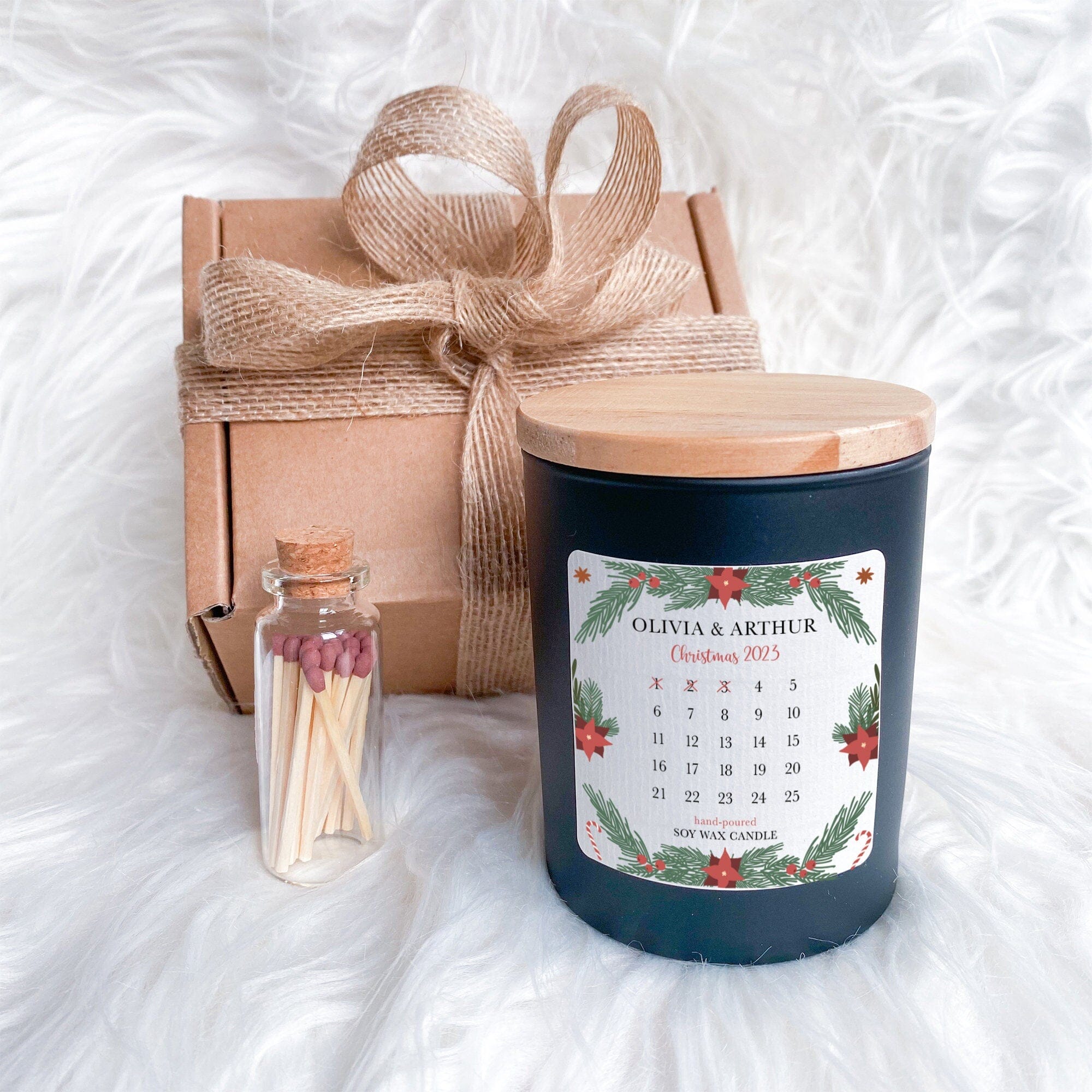 Personalised Scented Christmas Advent Calendar Candle Gift Set Contemporary Christmas Gift Cosy Candle Advent