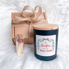 Personalised Scented Christmas Candle Gift Set, Gift for Her Him Couple, Christmas with the custom family name