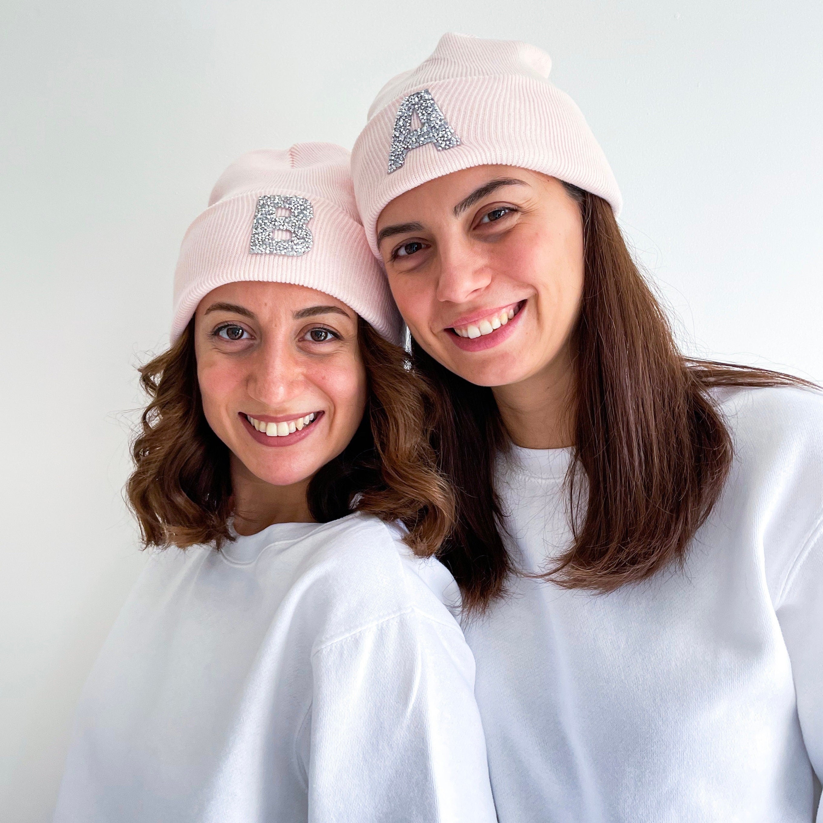 Personalised Soft Beanie Hats for Women, Initial gift for bride bridesmaid maid of honour