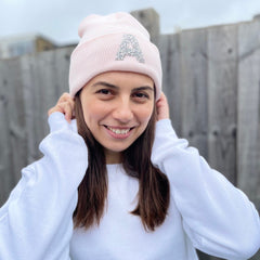 Personalised Soft Beanie Hats for Women, Initial gift for bride bridesmaid maid of honour
