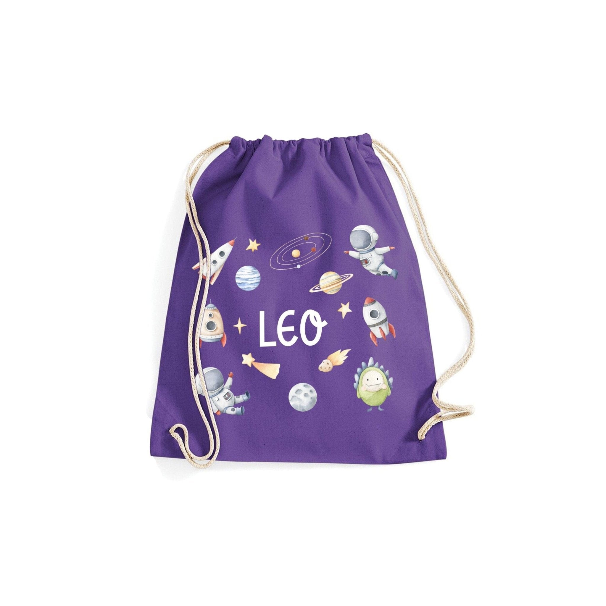 Personalised Space Rocket Pe Bag With Kids Name, 100% Cotton, Back To School Swimming Kit