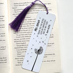 Personalised teacher bookmark with tassel, Gift for him or her, Thank you gift, Teacher Appreciation Gifts