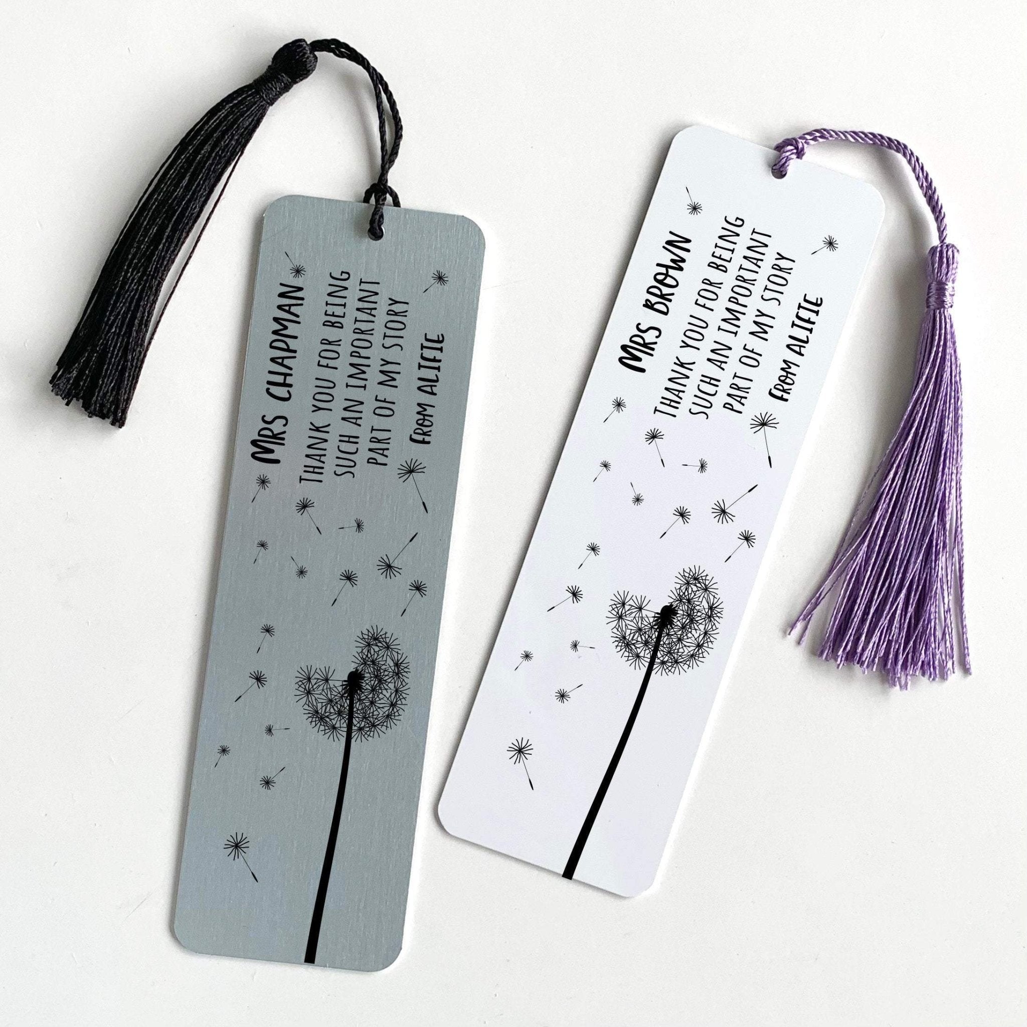 Personalised teacher bookmark with tassel, Gift for him or her, Thank you gift, Teacher Appreciation Gifts