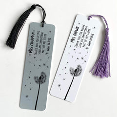 Personalised teacher bookmark with tassel, Gift for him or her, Thank you gift, Teacher Appreciation Gifts