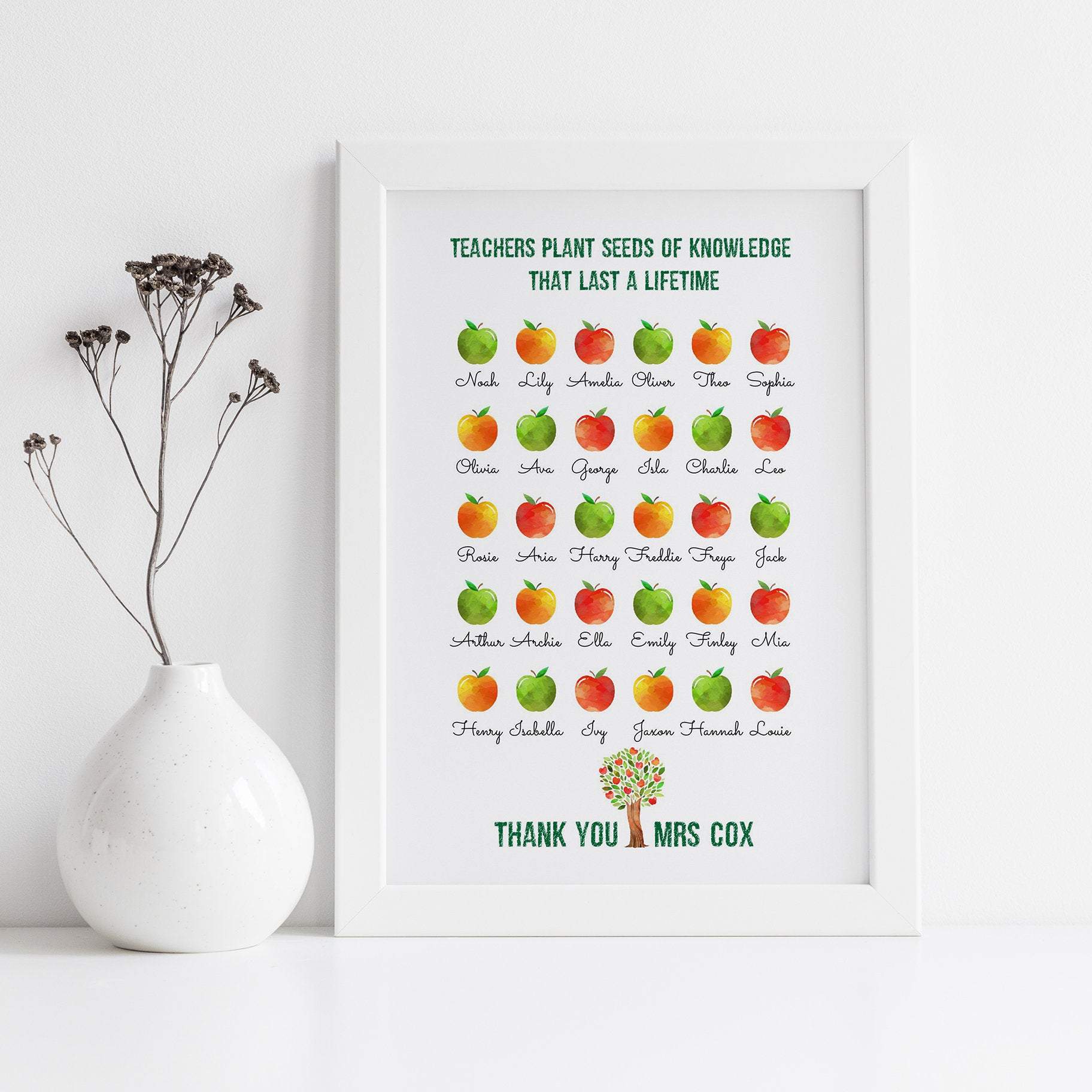 Personalised Teacher gift print, End of Year Class gift, Bespoke Teacher Appreciation Gift
