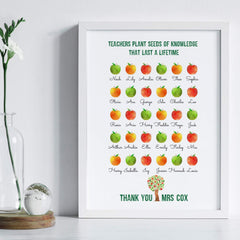 Personalised Teacher gift print, End of Year Class gift, Bespoke Teacher Appreciation Gift