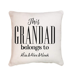 Personalised this grandad belongs to cushion with grandchildren names, Father's Day Gift for grandpa