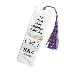 Personalised to many chapters together bookmark with tassel, Gift for her him, Book lover gift with name