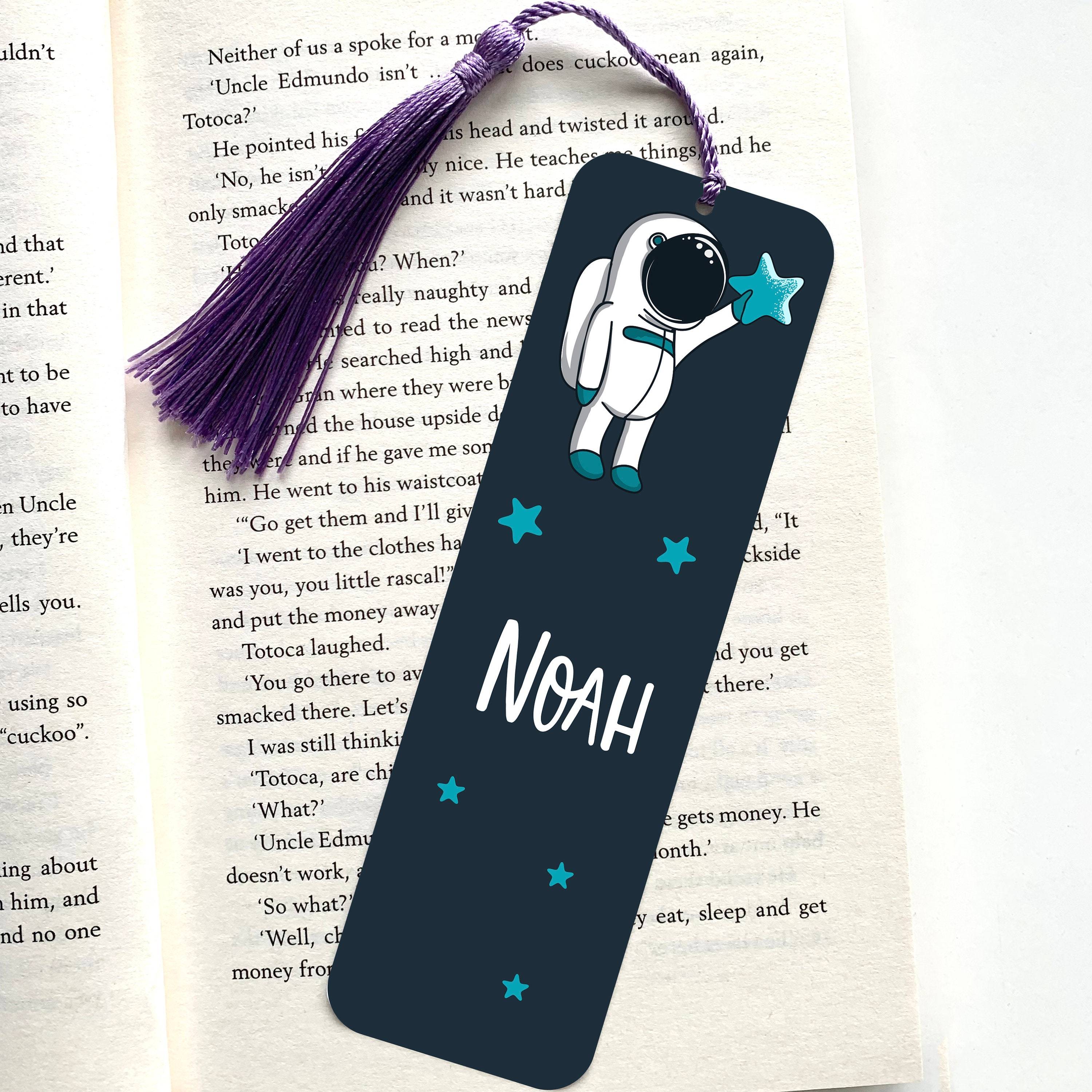 Personalised unicorn and astronaut kids bookmark with tassel, Gift for boy or girl