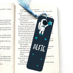 Personalised unicorn and astronaut kids bookmark with tassel, Gift for boy or girl