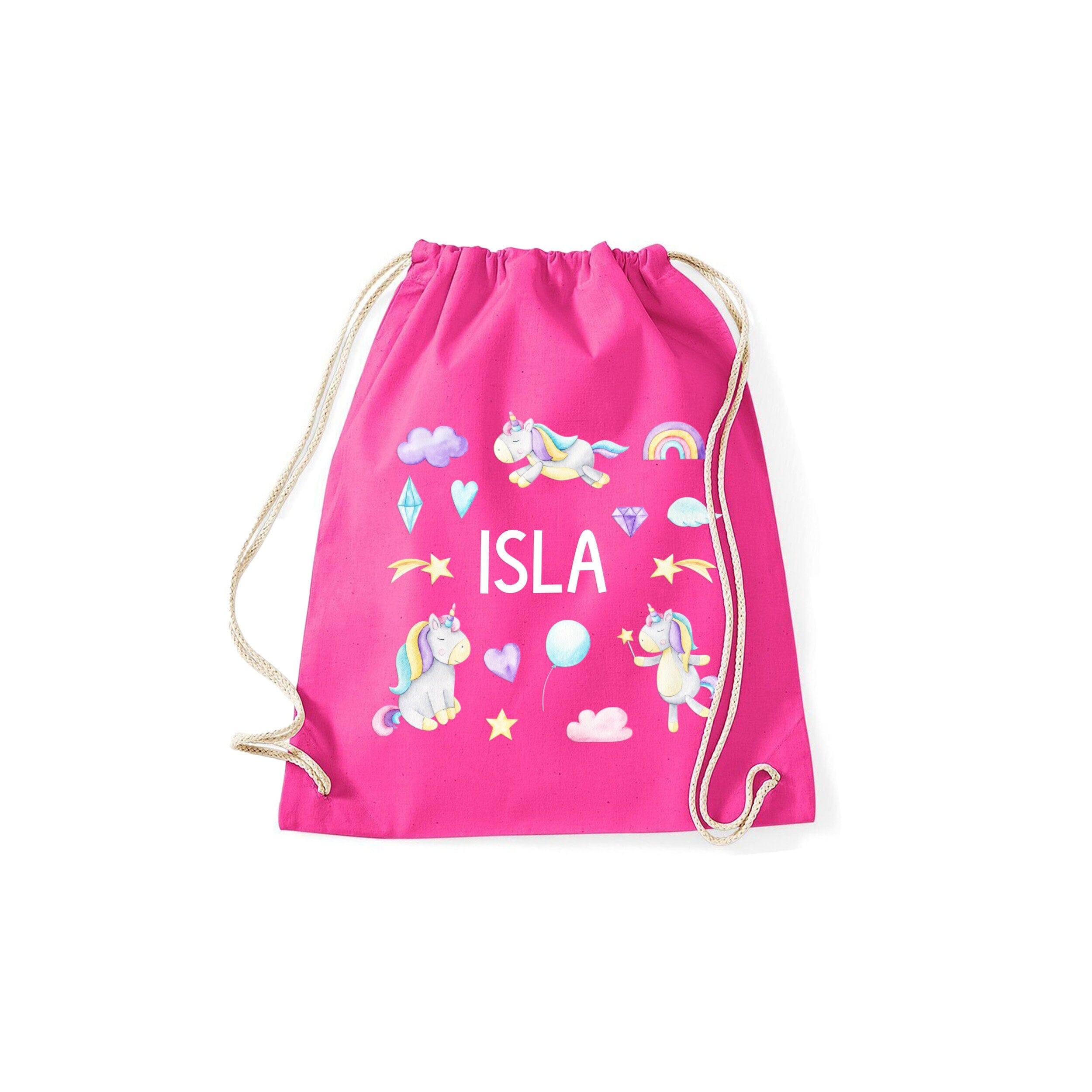 Personalised Unicorn Pe Bag With Kids Name, 100% Cotton, Back To School Swimming Kit Robot Rocket Space
