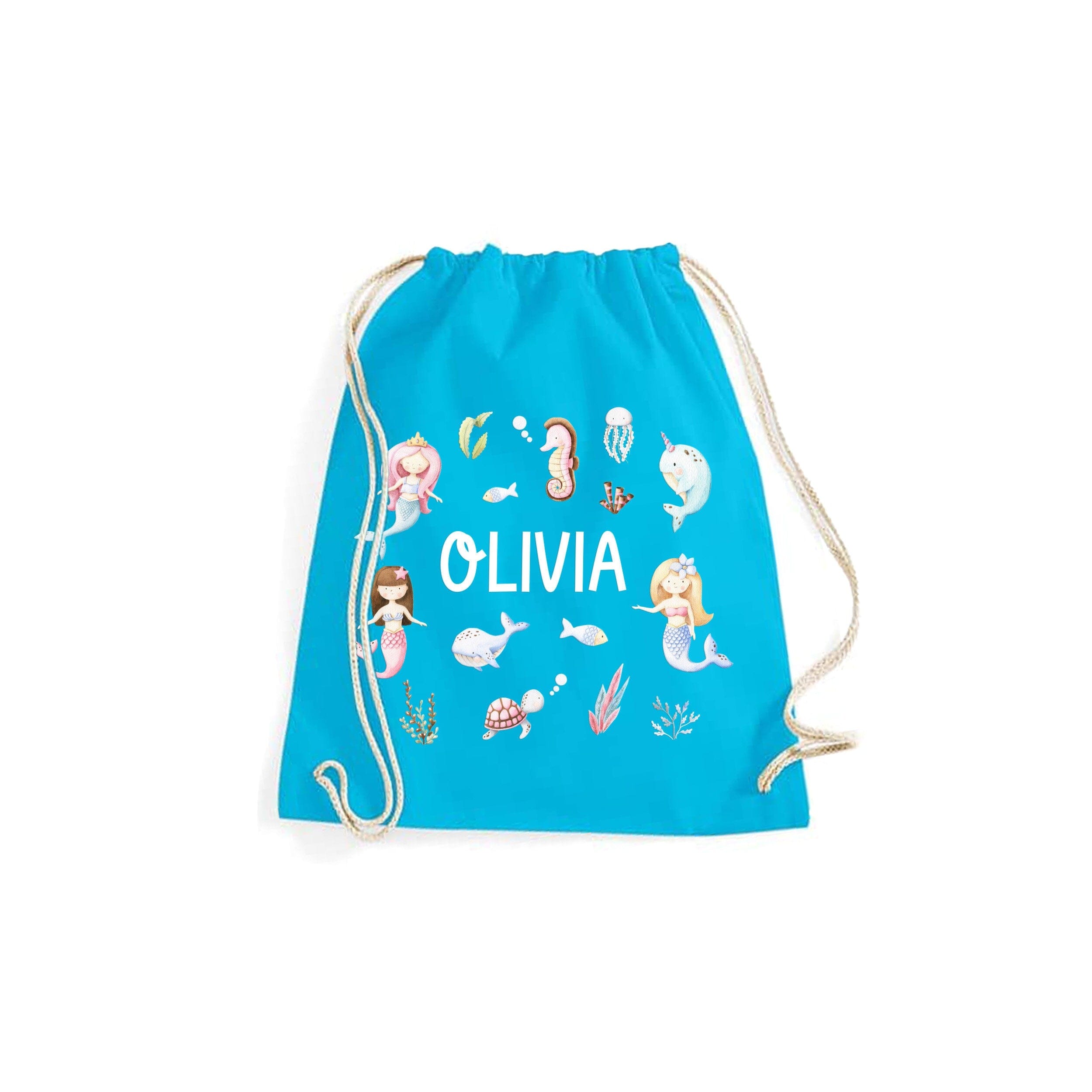 Personalised Unicorn Pe Bag With Kids Name, 100% Cotton, Back To School Swimming Kit Robot Rocket Space