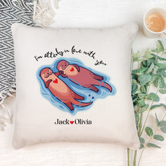 Personalised Valentine's Day cushion for Her Him Couple Wife, I'm Otterly In Love With You