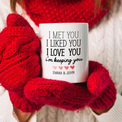 Personalised Valentine's Day mug with couple's name Gift for her him Husband wife