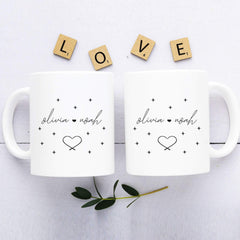 Personalised Valentines mug with couple names, Cute Valentine's Day gift, Anniversary Gift