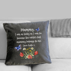 Personalised Velvet Cushion Gift for Mummy, Gift for Nanny, Mother's Day Velvet Cushion, 6 colours