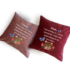 Personalised Velvet Cushion Gift for Mummy, Gift for Nanny, Mother's Day Velvet Cushion, 6 colours