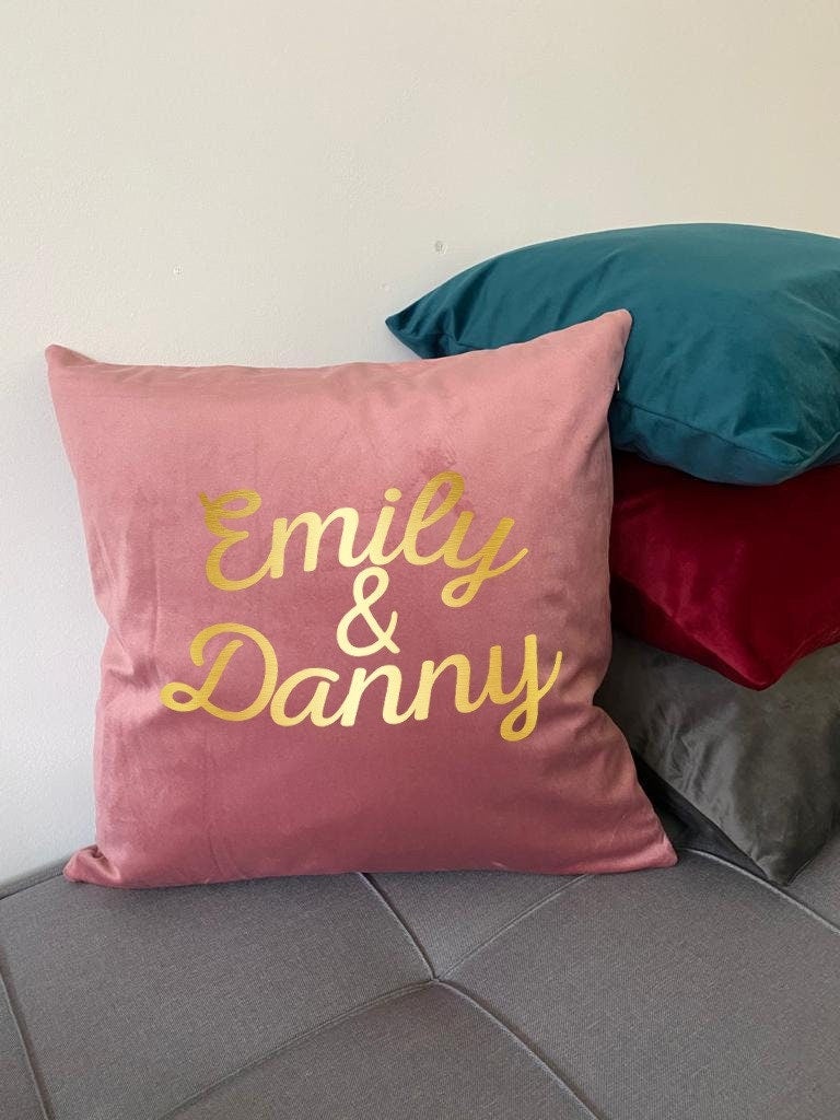 Personalised Velvet Cushion with Couples Names, Valentine's Day Gift