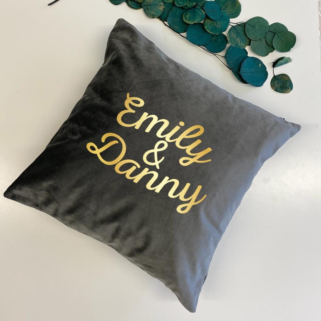 Personalised Velvet Cushion with Couples Names, Valentine's Day Gift