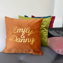 Personalised Velvet Cushion with Couples Names, Valentine's Day Gift