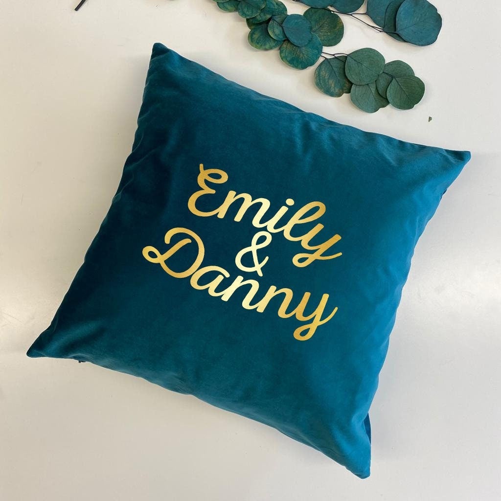 Personalised Velvet Cushion with Couples Names, Valentine's Day Gift