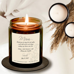 Personalised Wedding Candle Gift for Mother of the Bride Father of the Bride, Parents Wedding Gift
