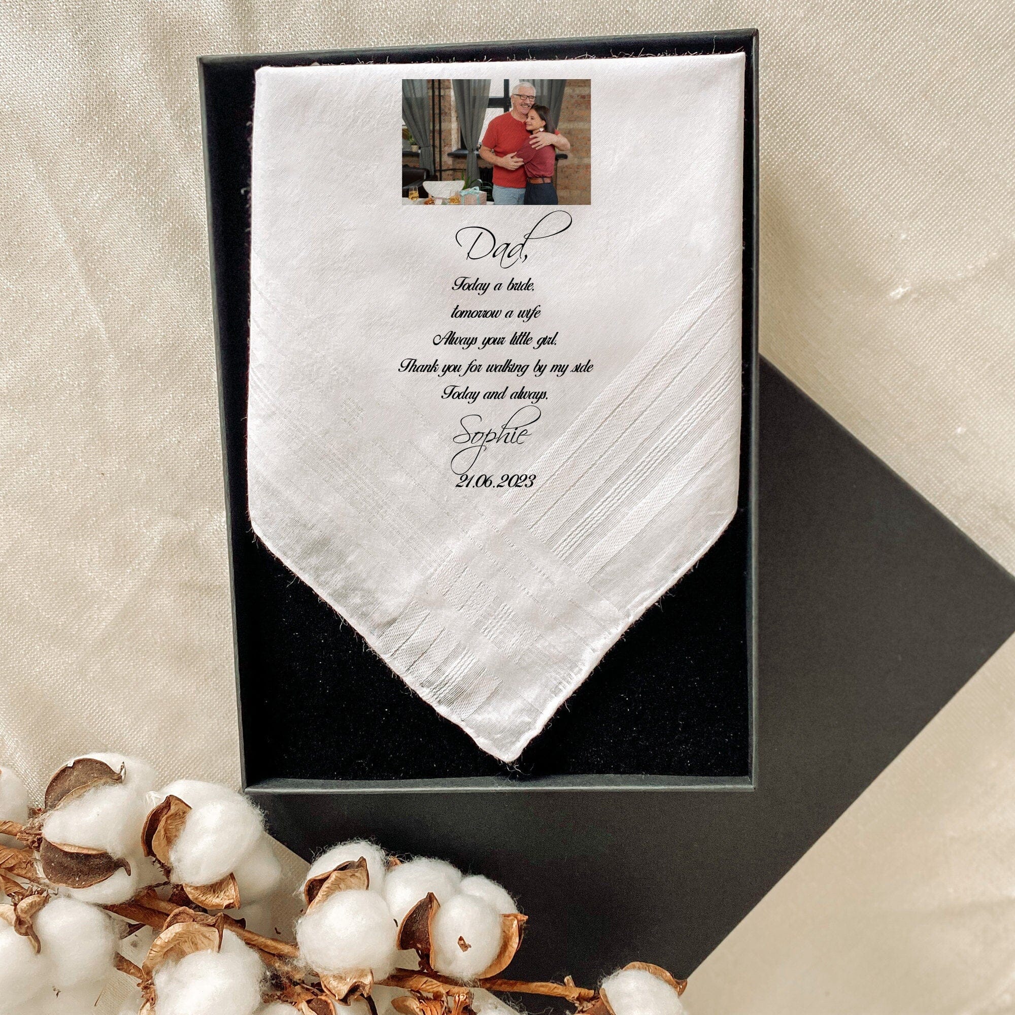 Personalised Wedding Gift For Parents With Mum Dad Photo, Wedding Handkerchief