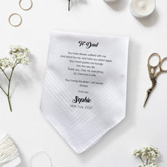 Personalised Wedding Handkerchief Gift for Mother of the Bride, Father of the Bride Gift