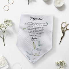 Personalised wedding handkerchief gift from bride to grandad and grandma
