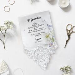 Personalised wedding handkerchief gift from bride to grandad and grandma GG1