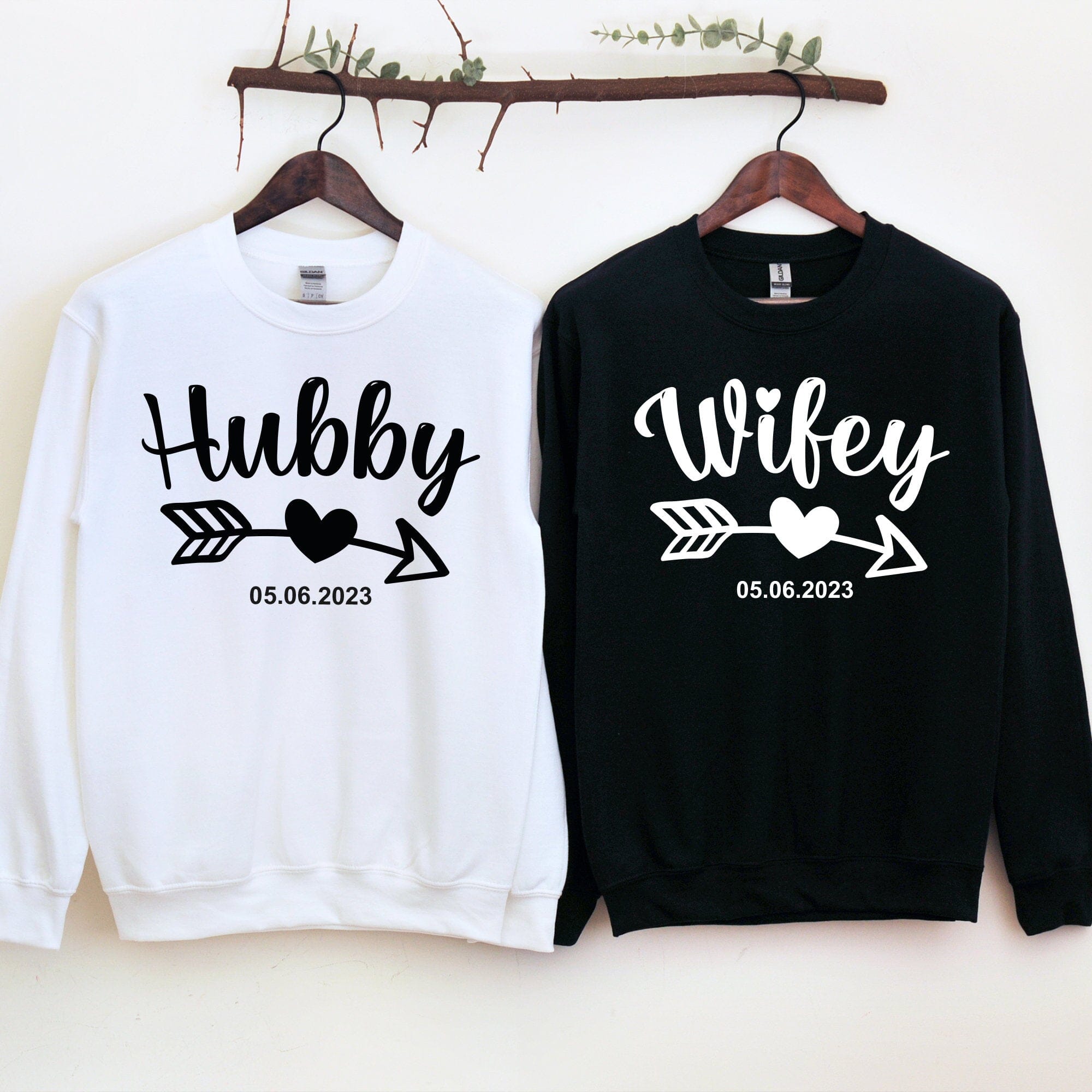 Personalised Wifey Hubby Jumper with Wedding Date, Bride Groom Mr Mrs Engagement Gift
