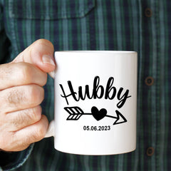 Personalised Wifey Hubby Mug with Wedding Date, Bride Groom Mr Mrs engagement gift