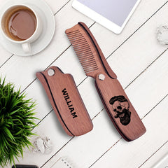 Personalised Wooden Beard Comb, Gift For Him, Moustache Grooming