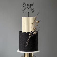 Personalised Wooden Engaged Cake Topper with initials, Anniversary Custom Wood Decor Hen Party EN2