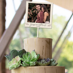 Personalised Wooden Photo Cake Topper With Name Or Message, Birthday Babyshower Wedding Anniversary Party Décor