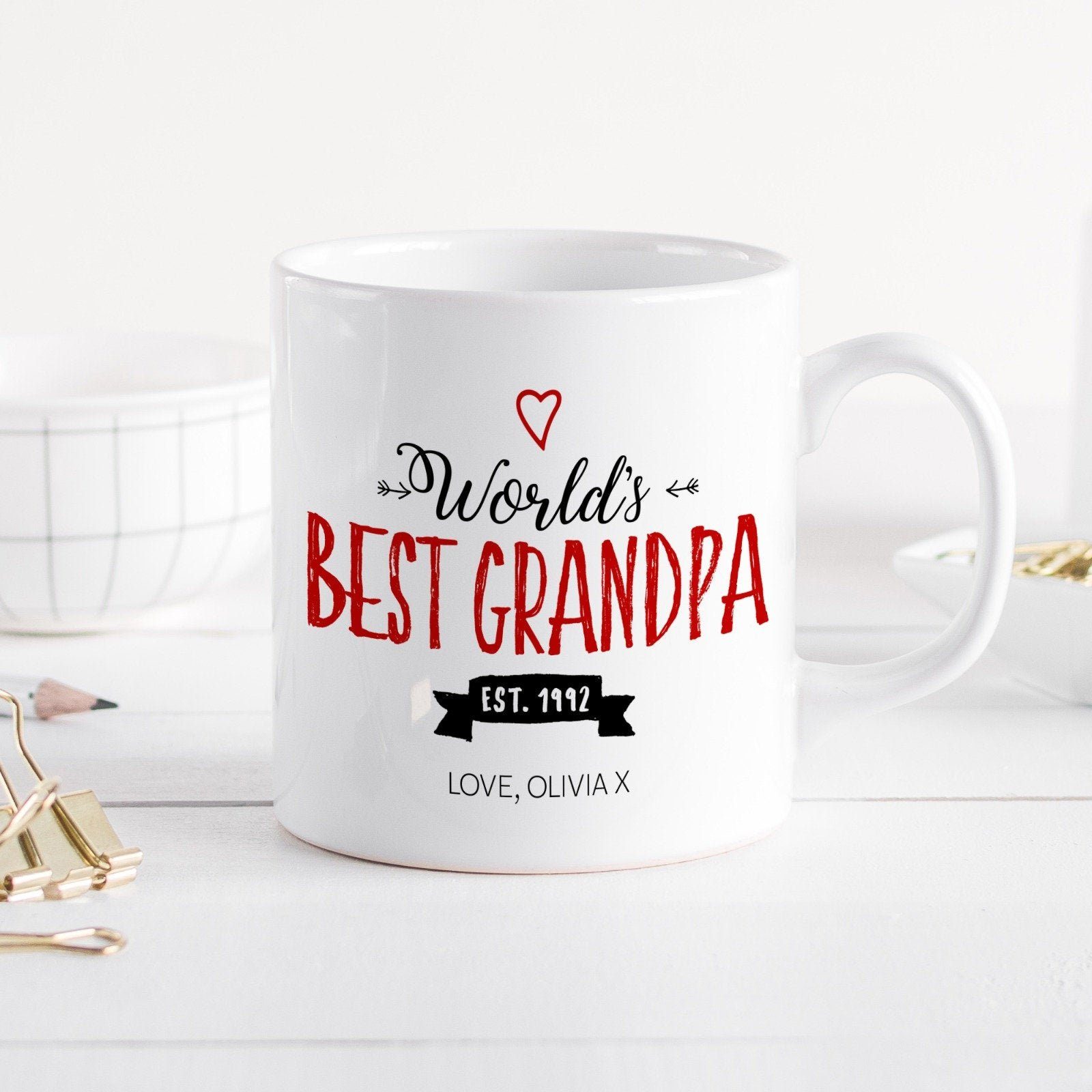 Personalised World'S Best Grandpa Mug With Est. Date , Father's Day Gift