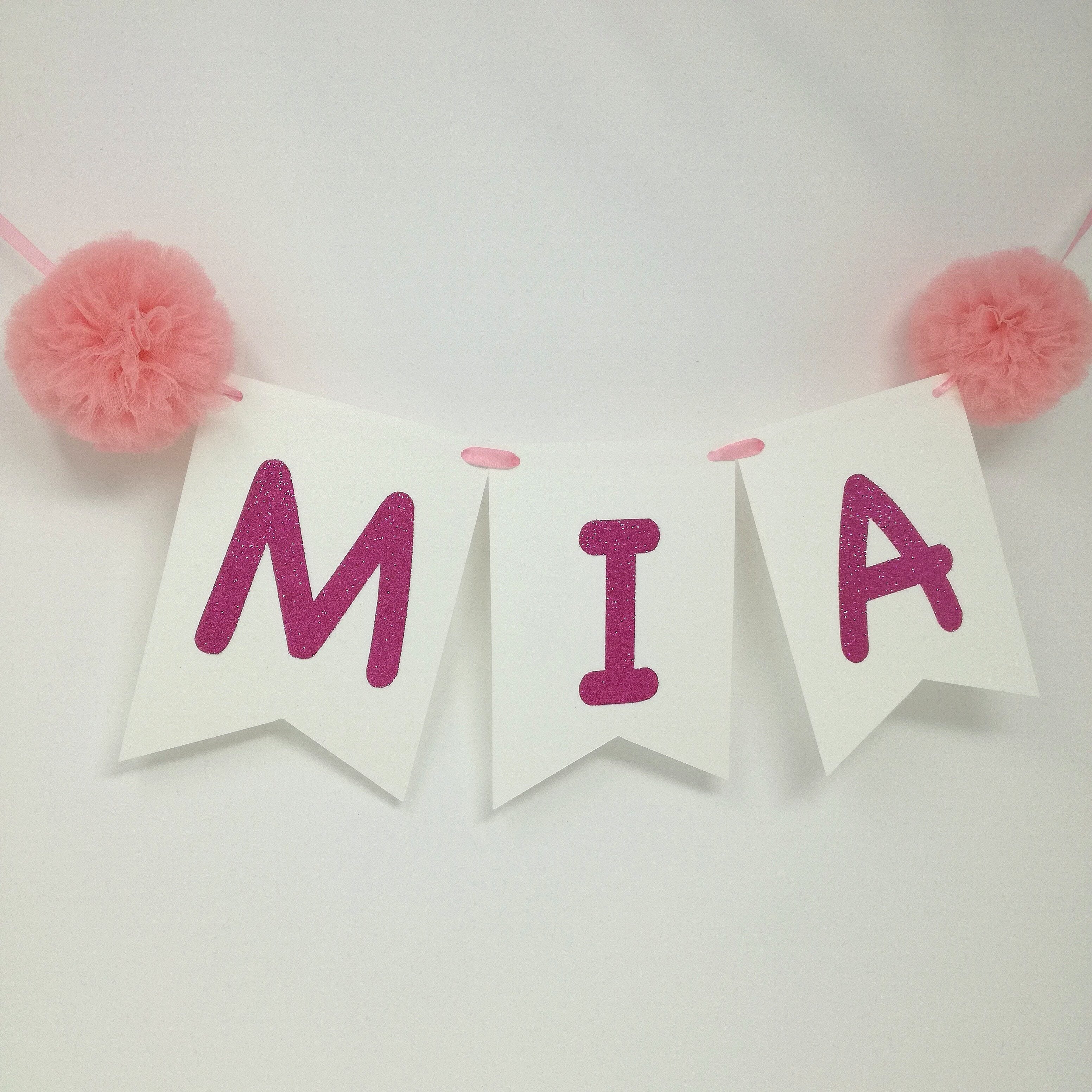 Personalized Name Banner with Tulle Pompom